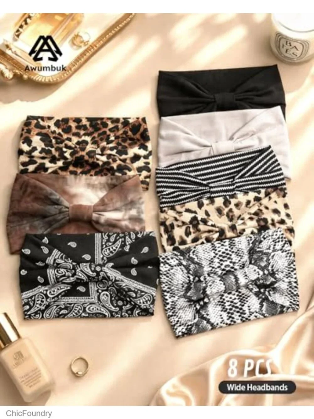 Wide Knotted Headbands for Women Non Slip Moisture Wicking Workout Yoga 8 Pack